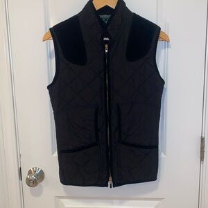 Black quilted Ralph Lauren vest with corduroy trim